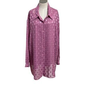 Notations Womens Mauve 2 Pc Button Up Sheer Blouse Cami Set Office Plus Sz 3X